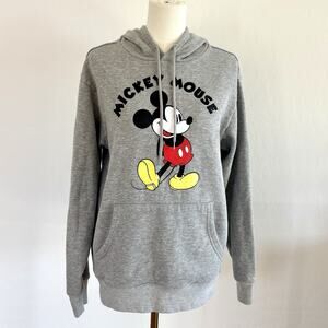 Disney Mickey Mouse Gray Hoodie Womens Medium Pullover Graphic Sweatshirt